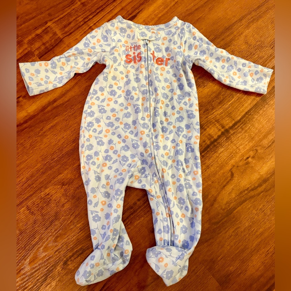Carters Little Sister long sleeve footie pajamas 6 months
